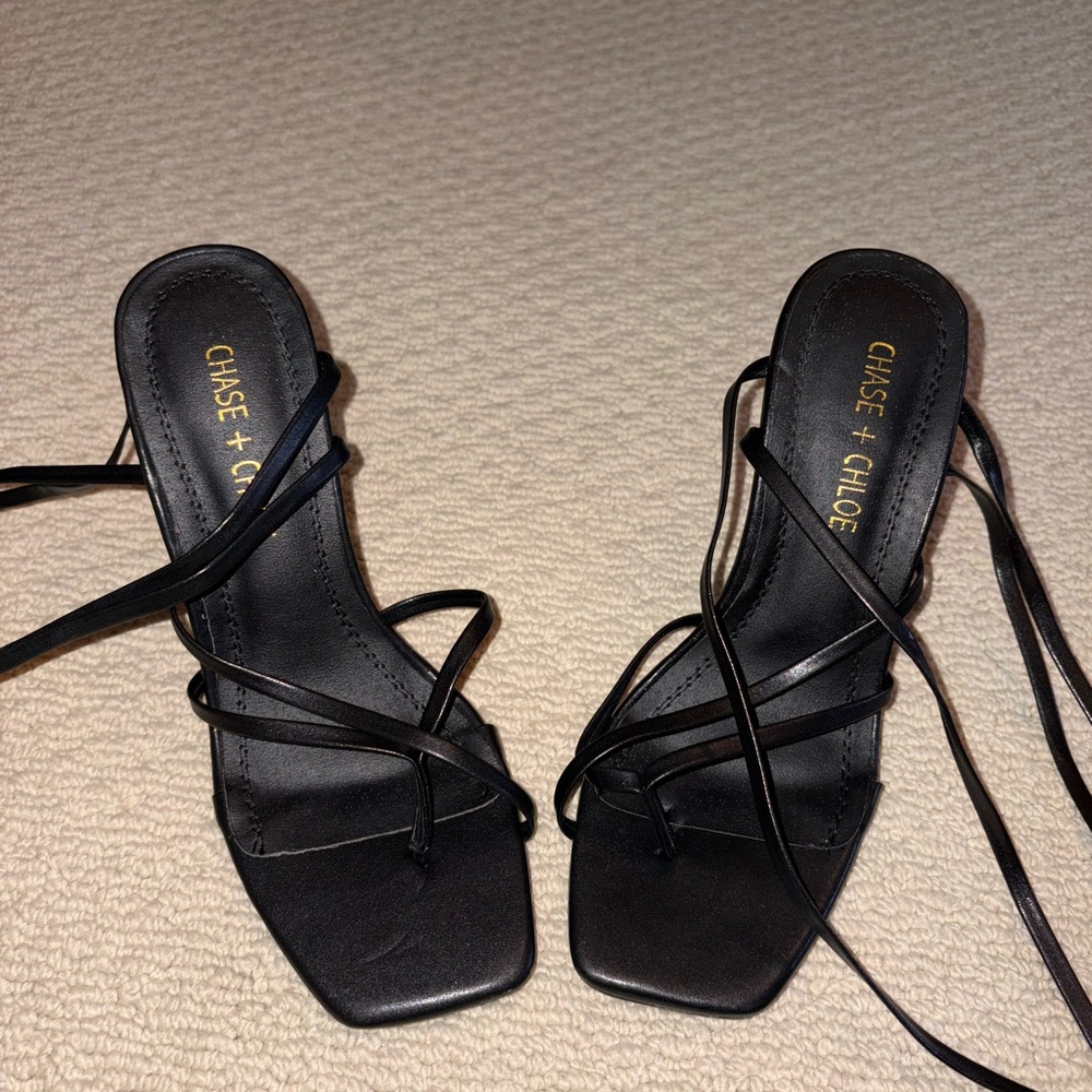 Chase + Chloe Elegant Black Strappy Heels